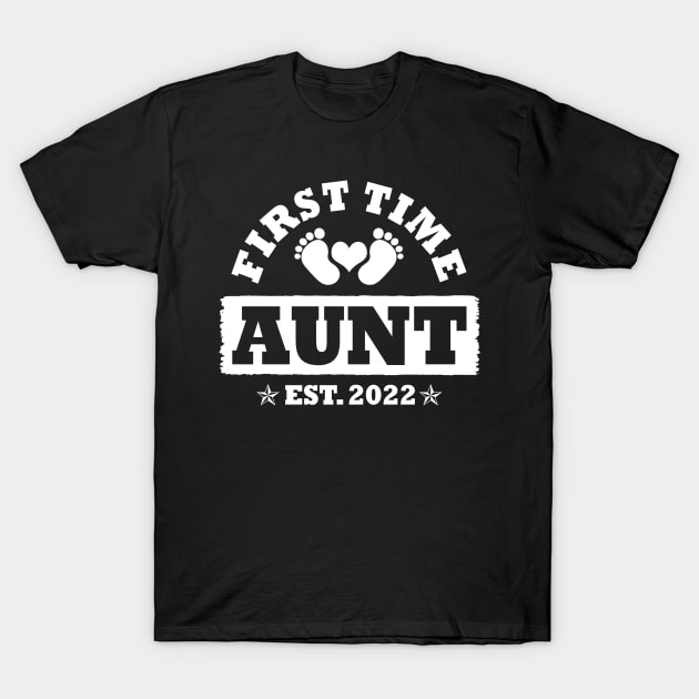 First Time Aunt Est 2022 Funny New Aunt Gift T-Shirt by Penda